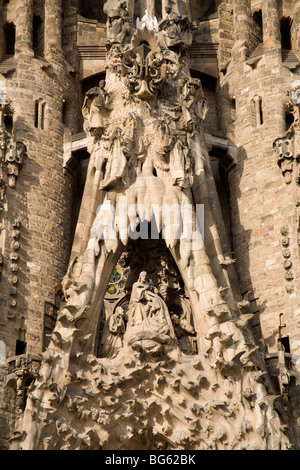 Barcelona - Detail aus der Fassade Sagrada la Gamilia von Antonio Gaudi Stockfoto