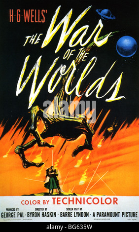 WAR OF THE WORLDS Plakat für 1953 Paramount Film basierend auf dem Roman von h.g. Wells Stockfoto