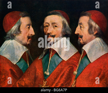 Armand-Jean du Plessis, Duc de Richelieu, Kardinal und. Farbe Grauwerte von einem Gemälde Stockfoto