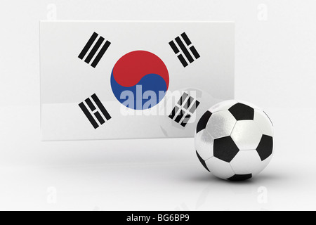 Flagge der Republik Korea mit Fußball Stockfoto