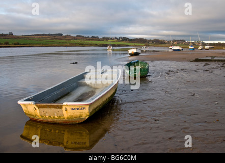 Ankern Boote Alnmouth Fluß Aln Esturay Northumberland England SCO 5592 Stockfoto