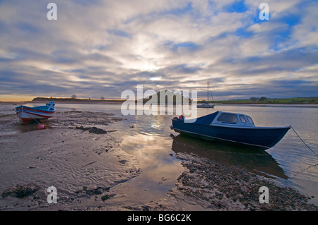 Ankern Boote Alnmouth Fluß Aln Esturay Northumberland England SCO 5593 Stockfoto