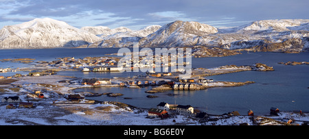 Fischerdorf Sommarøy Insel nördlichen Norwegen arktischen Kreis winter Stockfoto