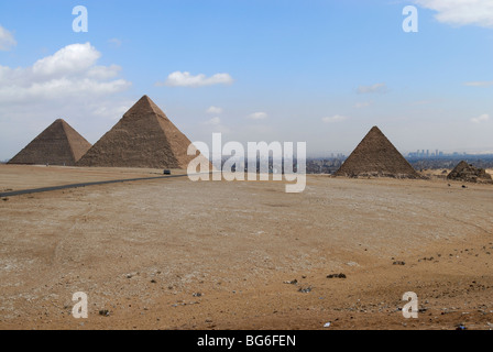 Blick auf die Pyramiden von Gizeh, Ägypten Stockfoto