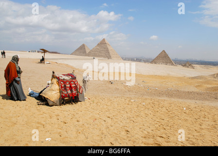 Blick auf die Pyramiden von Gizeh, Ägypten Stockfoto