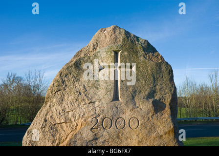 Der Eden Millennium Monument Stein, in der Nähe von Penrith, Cumbria Stockfoto