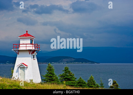 Woody Point Lighthouse in der Stadt von Woody Point, Gros Morne National Park, UNESCO-Weltkulturerbe, Viking Trail, Trails Stockfoto