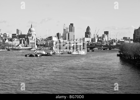 City of London in schwarz und weiß. Stockfoto