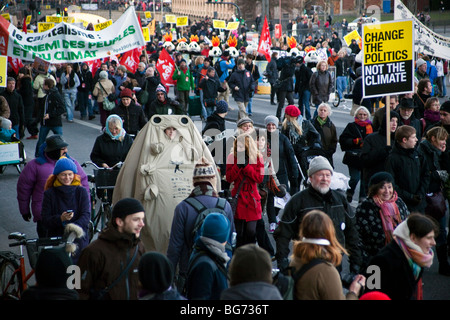 Am 12. Dezember Demonstration COP15 in Kopenhagen. Stockfoto