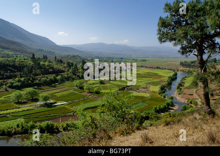 Dorf und Landwirtschaft in Shaxi Tal, Jiangsu, China Stockfoto