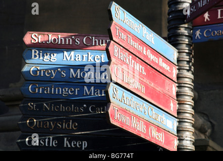 Richtung zu unterzeichnen, im Stadtzentrum von Newcastle Stockfoto