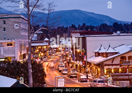 Main Street, Lake Placid, New York, in den Adirondacks Stockfoto