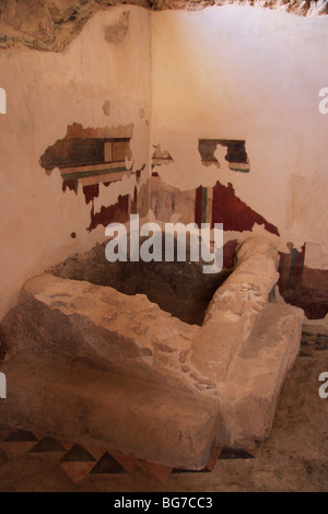 Israel, Judäische Wüste, Fresken an den großen Badehaus in Masada Stockfoto