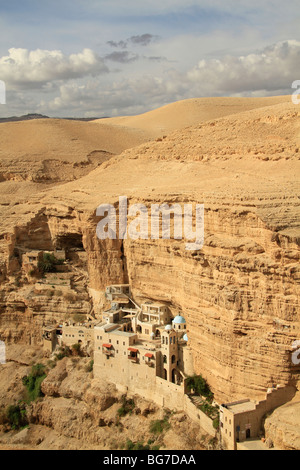 Judäische Wüste, Monastery griechisch orthodoxe St. George am Hang des Wadi Qelt Stockfoto