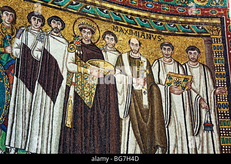 Mosaik in San Vitale (547), UNESCO-Weltkulturerbe, Ravenna, Emilia-Romagna, Italien Stockfoto