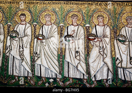 Mosaik in der Basilika von Sant Apollinare Nuovo, UNESCO-Weltkulturerbe, Ravenna, Emilia-Romagna, Italien Stockfoto