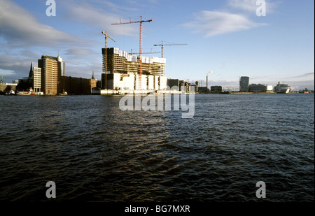 12. Dezember 2009 - Baustelle der zukünftigen Elbphilharmonie (Konzertsaal) auf der Oberseite Kaispeicher A am Hafencity in Hamburg. Stockfoto