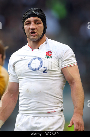 STEVE BORTHWICK ENGLAND & Sarazenen TWICKENHAM MIDDLESEX ENGLAND 7. November 2009 Stockfoto