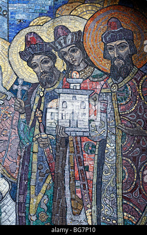 Mosaik am Dreifaltigkeits-Kathedrale (1912), Heilige Dormition Potschajew Lavra, Potschajew, Ternopil Oblast, Ukraine Stockfoto