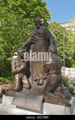 Utah Salt Lake City Temple Square Skulptur Wiederherstellung des Aaronischen Priestertums Stockfoto