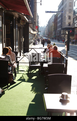 Finnland, Helsinki, Helsingfors, Aleksanterinkatu, Aleksanterink Street, Streetside Cafe, Restaurant Stockfoto