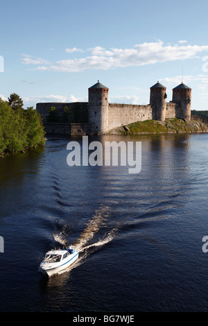 Finnland-Region des südlichen Savonia Saimaa See Bezirk Savonlinna Kyronsalmi Straits Olavinlinna mittelalterliche Burg St. Olaf Cas Stockfoto