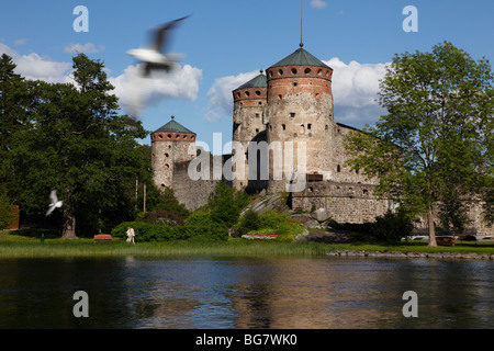 Finnland-Region des südlichen Savonia Saimaa See Bezirk Savonlinna Kyronsalmi Straits Olavinlinna mittelalterliche Burg St. Olaf Cas Stockfoto