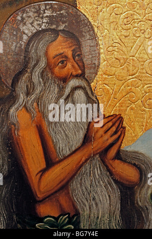 St. Onuphrius (1717), Wolyn Ikone, Museum, Luzk, Volyn Oblast, Ukraine Stockfoto