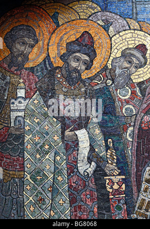 Mosaik am Dreifaltigkeits-Kathedrale (1912), Heilige Dormition Potschajew Lavra, Potschajew, Ternopil Oblast, Ukraine Stockfoto