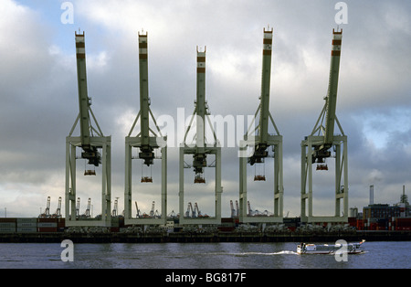 13. Dezember 2009 - HHLA Tollerort Container terminal am Europakai im deutschen Hafen von Hamburg. Stockfoto