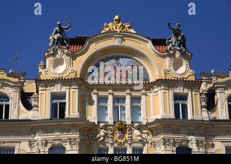 Die Jugendstil-Architektur des Palazzo Ministerstvo, Prag, Tschechische Republik Stockfoto