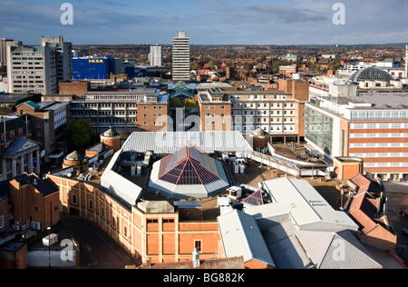 Coventry City Skyline, von der Kathedrale entfernt. Stockfoto