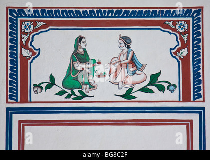 Wandgemälde in einem Haveli Stockfoto