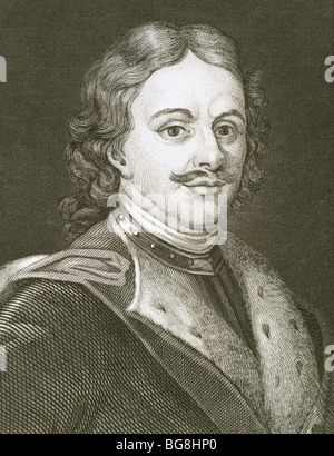Peter i. der große Alexeievitch (1672-1725). Zar von Russland (1682-1725). Gravur des XIX. Jahrhunderts. Stockfoto