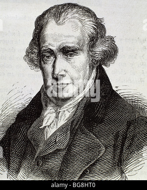 WATT, James (Greenok 1736-Heathfield, 1819). Schottischer Erfinder und Maschinenbauer. 19. Jahrhundert-Gravur. Stockfoto