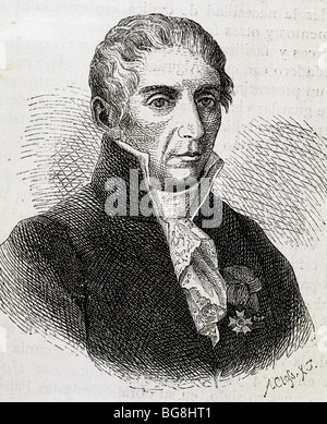 VOLTA, Alessandro, Graf (als 1745-Como, 1827) italienischer Physiker. 19. Jahrhundert-Gravur. Stockfoto