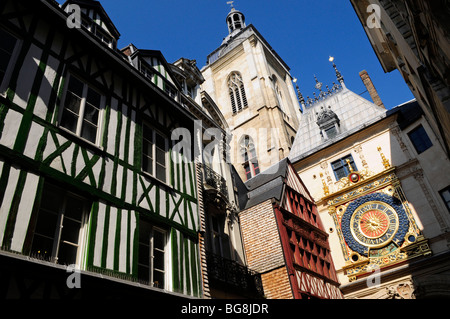 Rouen (76): "Rue du Gros-Horloge" Straße Stockfoto