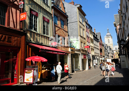 Rouen (76): "Rue du Gros-Horloge" Straße Stockfoto