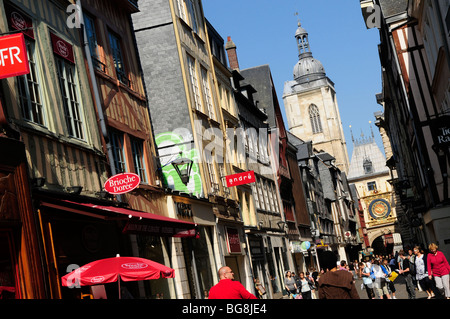 Rouen (76): "Rue du Gros-Horloge" Straße Stockfoto