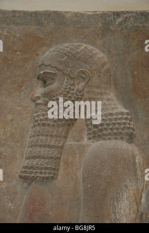 Reliefs aus Sargon II Palast. Funktionär. Stockfoto