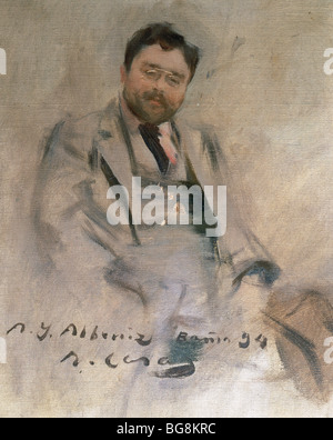 Albeniz, Isaac (Camprodón 1860-Cambo-Les-Bains, 1909). Spanischer Komponist und Pianist. Ölgemälde von Ramon Casas. Stockfoto