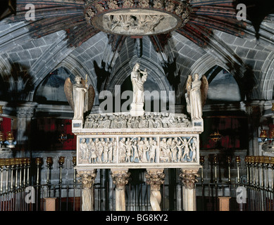 Gotische Kunst. Grab von Santa Eulalia. Krypta der Kathedrale von Barcelona. Katalonien. Spanien. Stockfoto