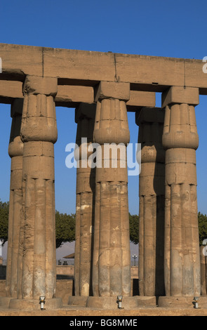 Ägypten. Luxor-Tempel. Hof des Amenhotep III von fasciculate Säulen mit Kapitellen Papyrus komponiert. Stockfoto