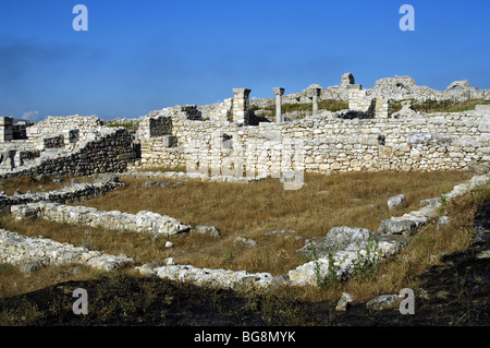 Byllis archäologische Stätte. Ruinen der Kathedrale. Albanien. Stockfoto