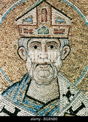 Papst Sylvester ich (314-335). Mosaik in der Taufkapelle der Markusdom. Venedig. Stockfoto