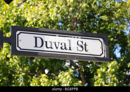 Straßenschild der Duval Street in Key West, Florida Keys Stockfoto