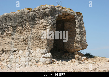 Römische Stadt Emporiae (Ampurias). Südwand. Katalonien. Stockfoto