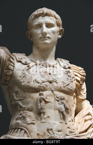 Römische Kunst. Augustus (61 v. Chr. - 14 n. Chr.). Erster Kaiser des römischen Reiches. Stockfoto