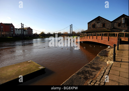 Blick auf den Exe-Kanal von der Kai-exeter Stockfoto