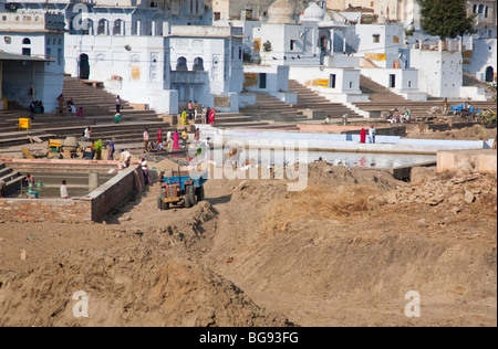 Pushkar-See im Jahr 2009 ohne Wasser Stockfoto